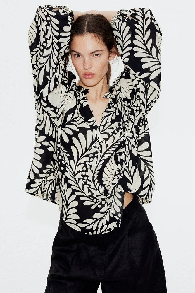 Band-Collar Blouse