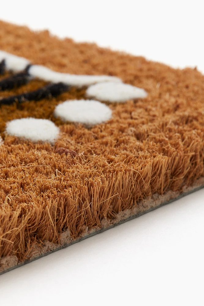 Motif-Detail Coconut Fiber Doormat