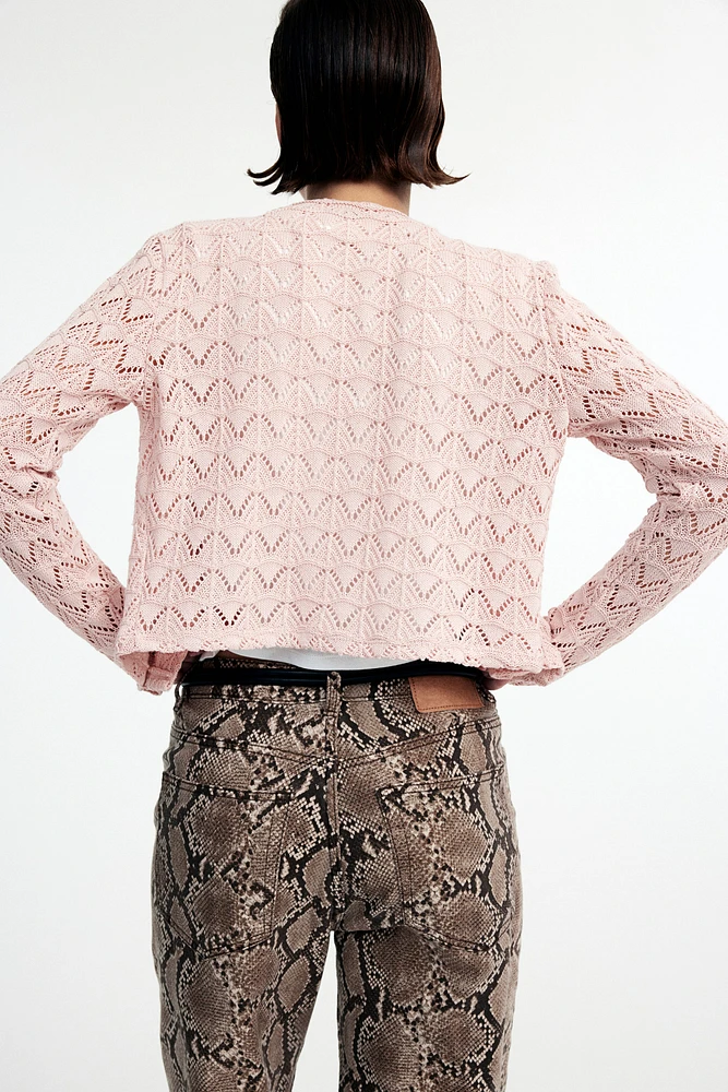 Pointelle-Knit Cardigan