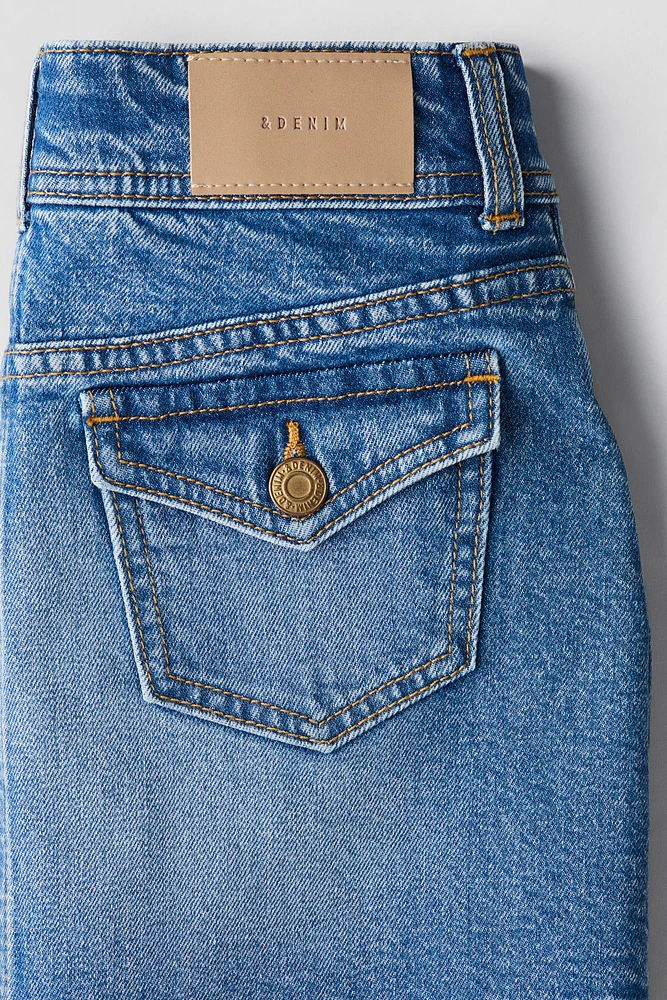 Flap-Pocket Denim Skirt