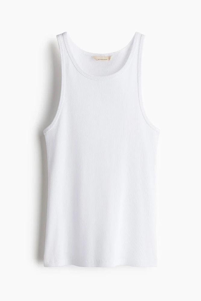 Camisole côtelé en soie mélangée