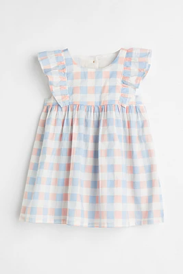 Flounce-trimmed Cotton Dress