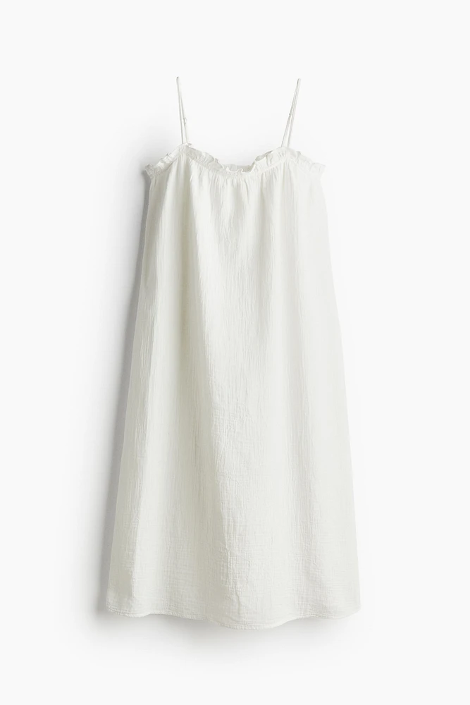 Ruffle-trimmed Cotton Dress