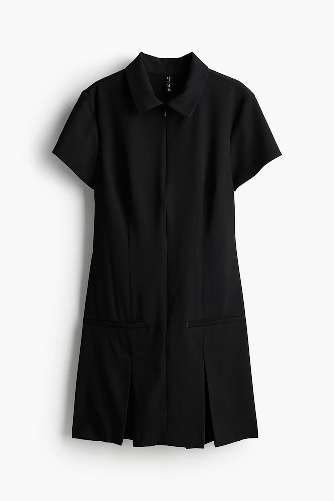 Zip-Front Dress with Collar