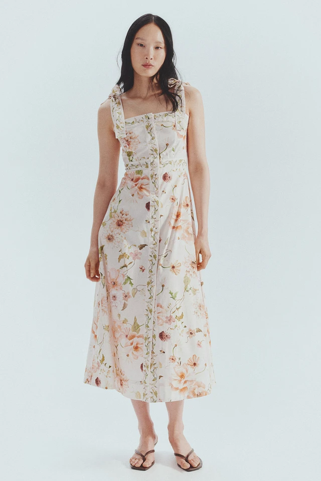 hm tie strap cotton dress H&M Women's Tie-strap Cotton Dress - White
