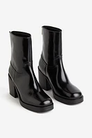 Block-heeled Leather Boots