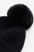 Rib-knit Pompom Hat