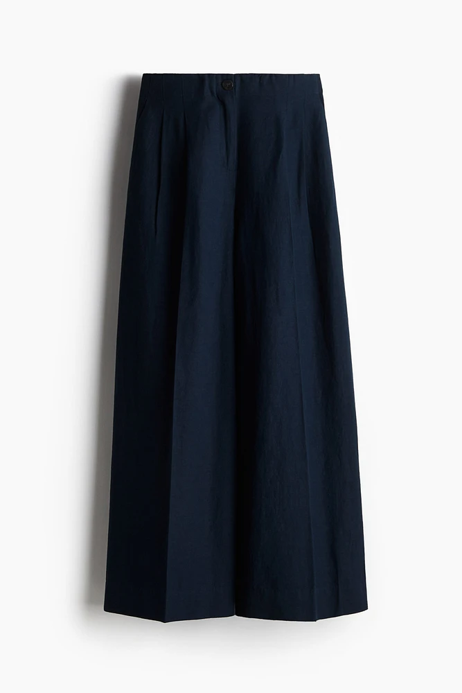 Pantalon large en lin mélangé