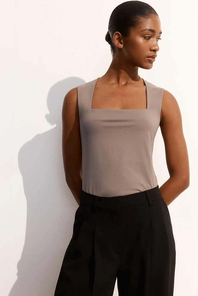 Square-neck Jersey Top