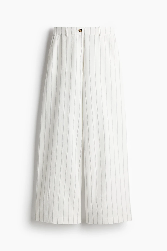 Wide-Leg Linen-Blend Pants