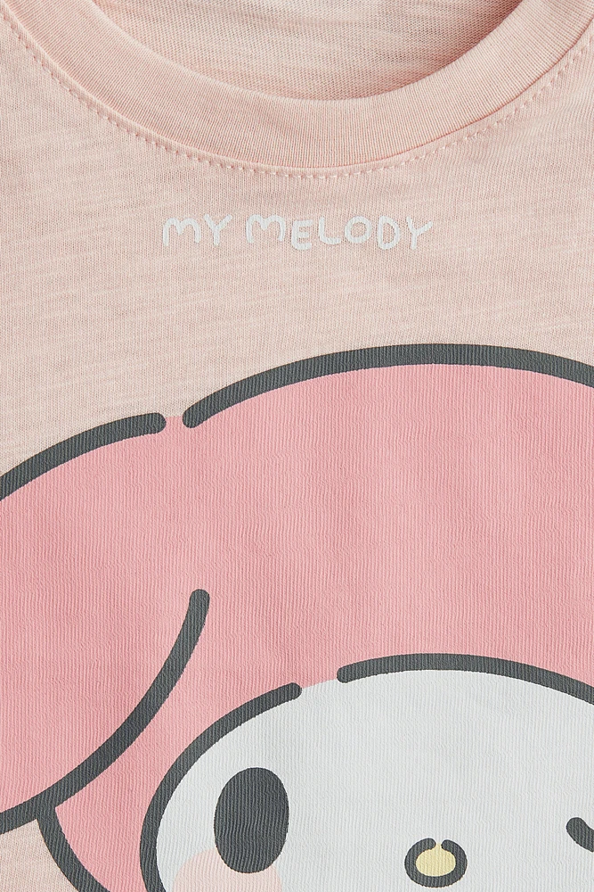 Print-motif cotton T-shirt