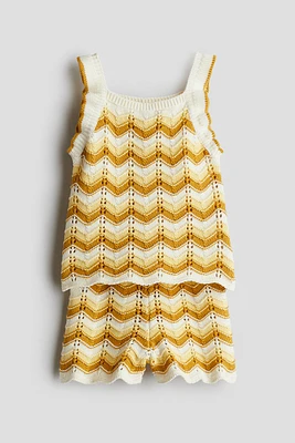 2-Piece Cotton Pointelle-Knit Set