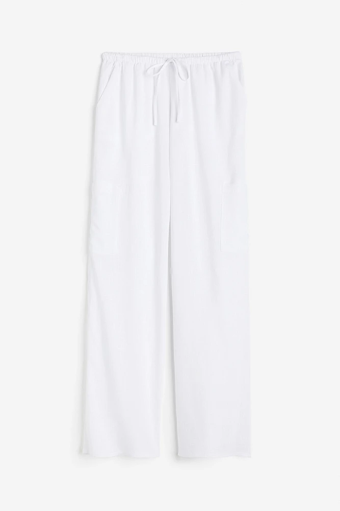 Wide-leg Linen-blend Pants