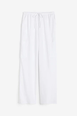 Wide-leg Linen-blend Pants