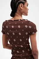 Crinkled Top with Overlocked Trim