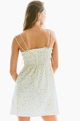 Robe en coton à corsage nid d'abeille