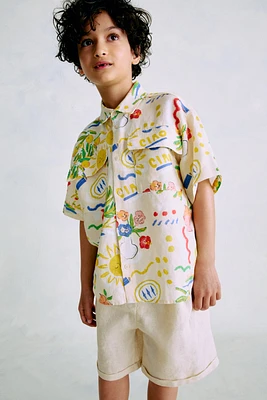 Knee-Length Linen Shorts