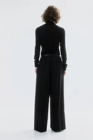 Wide-Leg Twill Pants