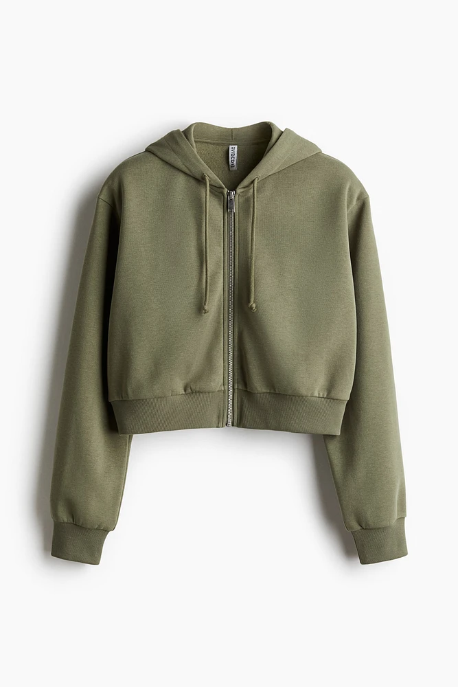 Short Hooded Sweatshirt Jacket