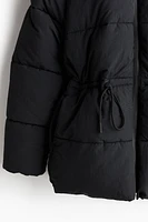 Oversized drawstring-waist puffer jacket