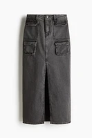 Denim Cargo Maxi Skirt