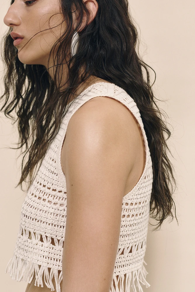 Crochet-look vest top