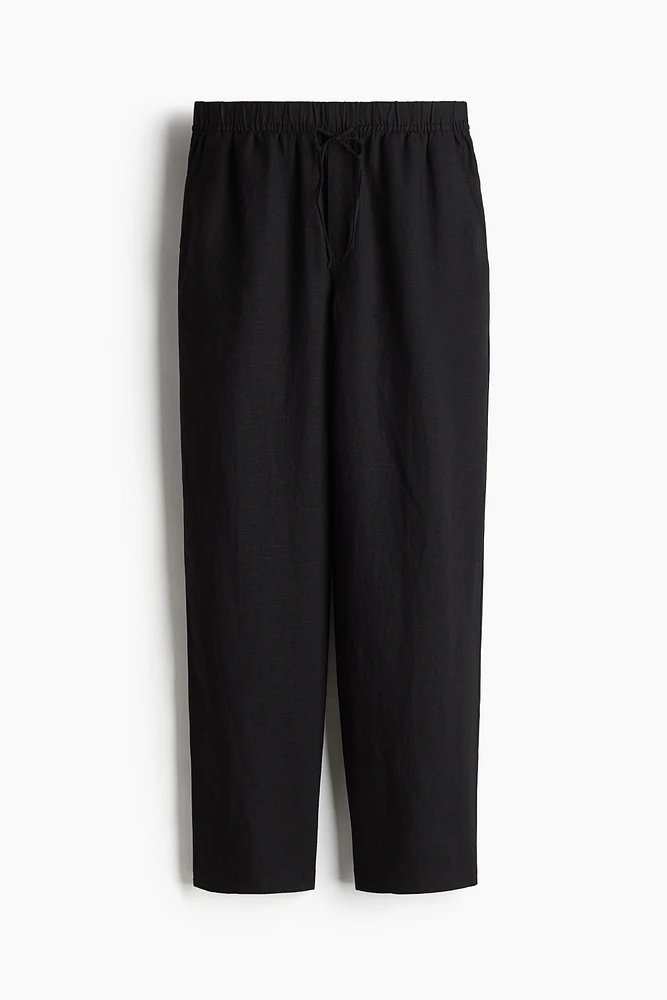 Pantalon en lin mélangé avec cordon de serrage