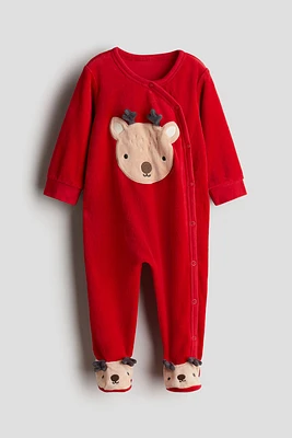 Velour Pajama Jumpsuit with Covered Feet