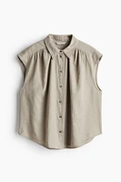 Linen-blend Sleeveless Shirt