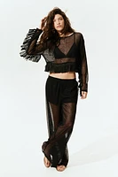 Fringe-Trimmed Mesh Top