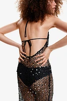 Sequined Fishnet Halterneck Dress