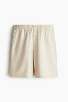 Linen-Blend Pajama T-Shirt and Shorts
