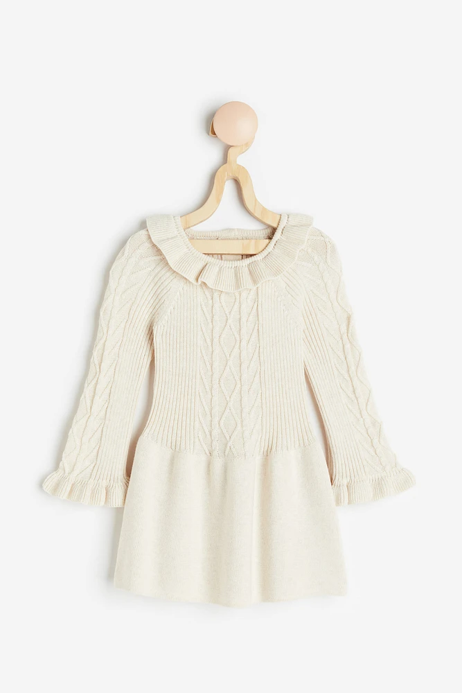 Collared Rib-knit Dress