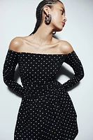 Gathered Off-the-shoulder Dress