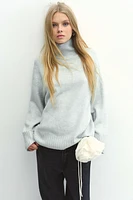 Fine-Knit Mock Turtleneck Sweater