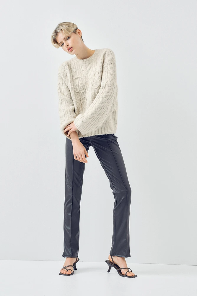 Embroidered Cable-Knit Sweater