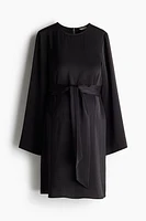 MAMA Tie-Belt Satin Dress