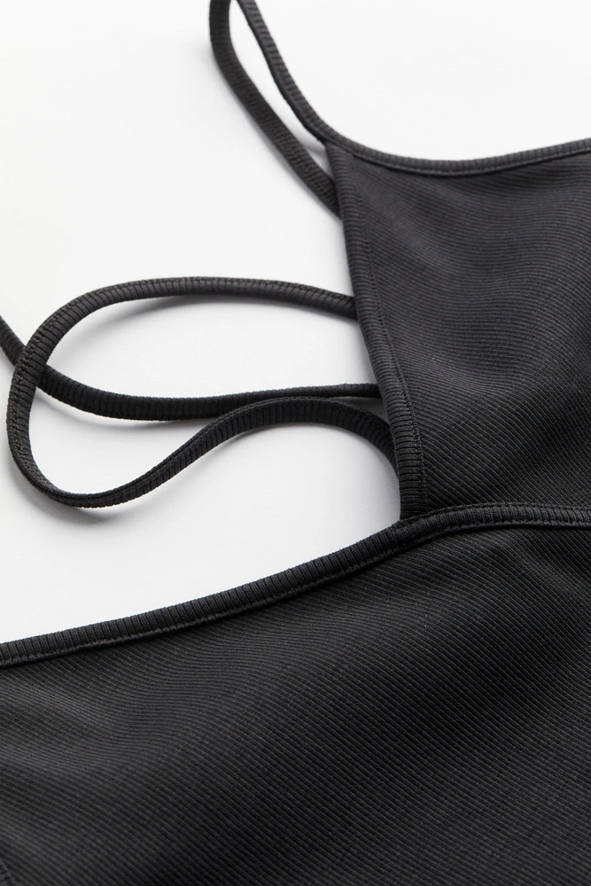 Strap-detail Ribbed Bodysuit