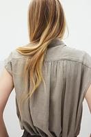 Linen-blend Sleeveless Shirt