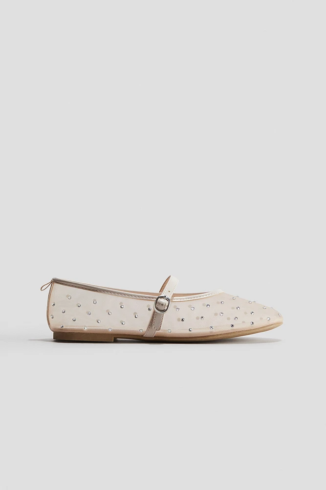 Embellished Mesh Ballet Flats