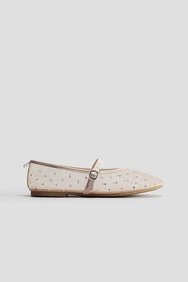Embellished Mesh Ballet Flats