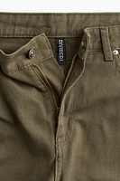 Barrel-leg twill trousers