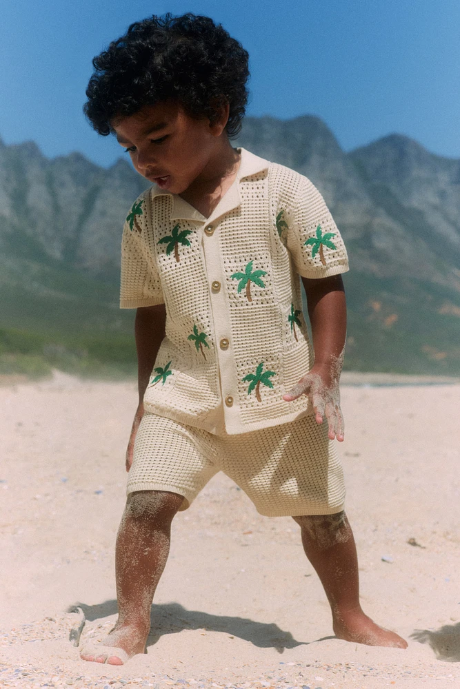 2-Piece Hole-Knit Cotton Set