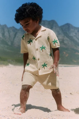 2-Piece Hole-Knit Cotton Set