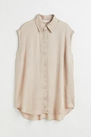 Sleeveless Satin Shirt