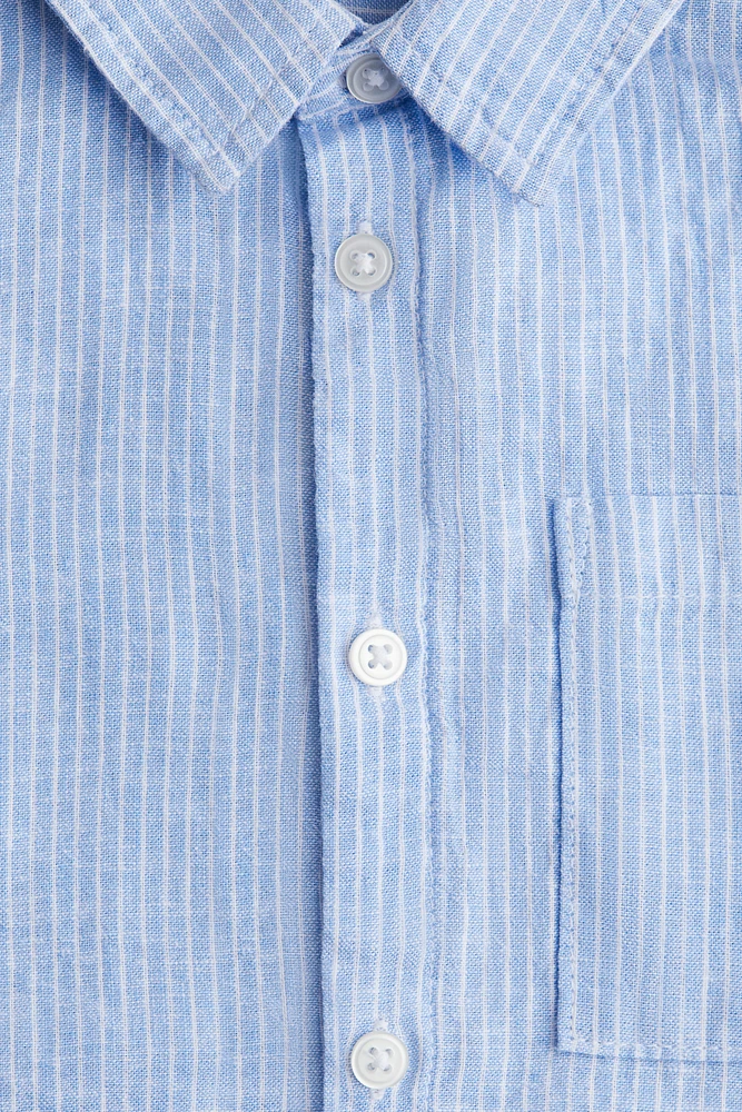Chemise à manches courtes en lin mélangé