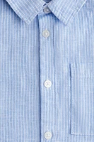 Chemise à manches courtes en lin mélangé