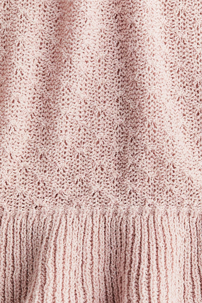 Ruffle-Trimmed Pointelle-Knit Top