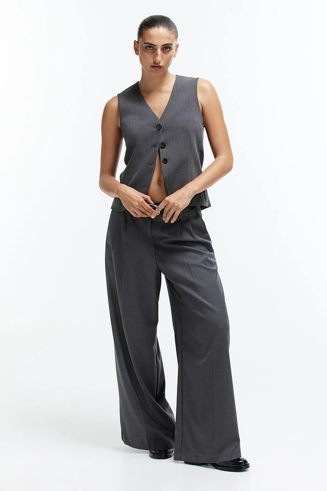 Wide-Leg Twill Pants