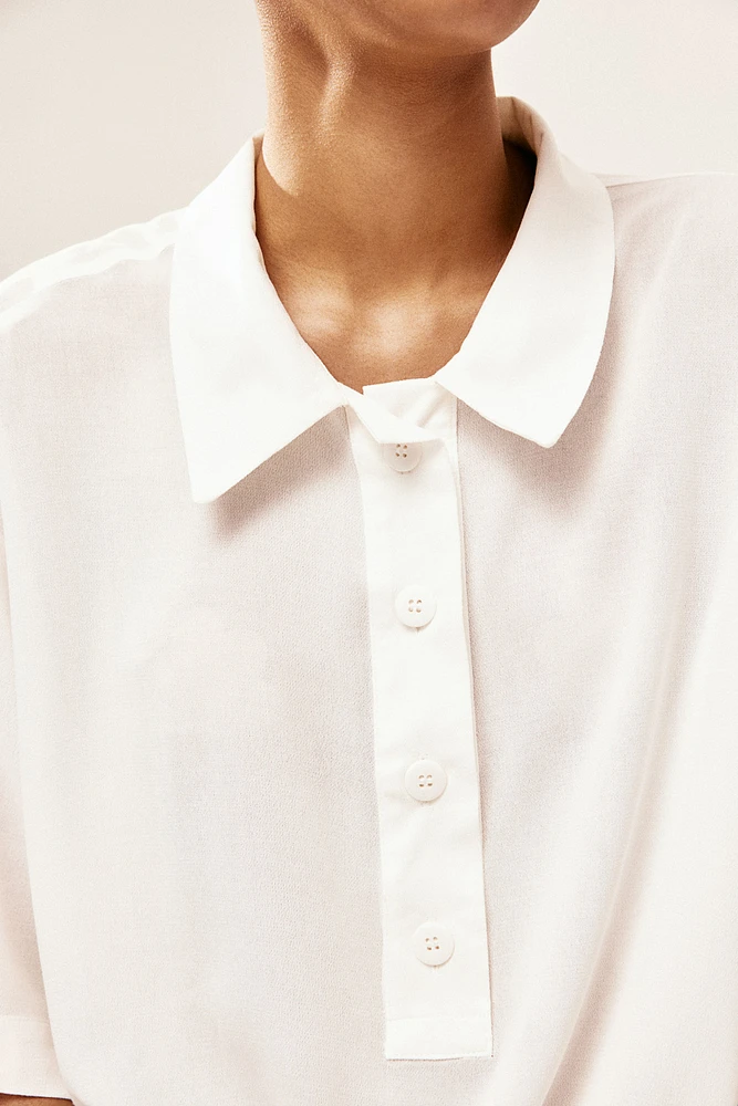 Sheer Crêpe Polo Shirt